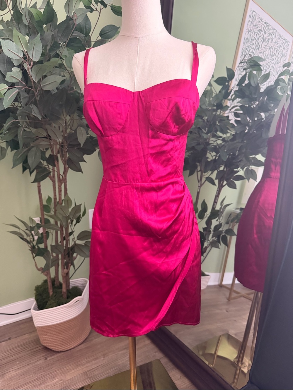 Reformation Fuchsia Satin Mini Dress size 2